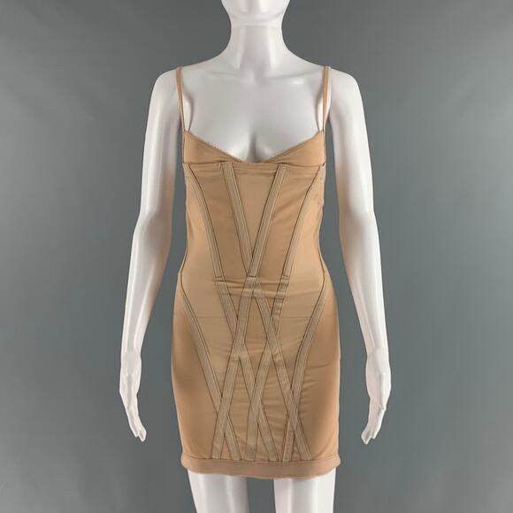 DION LEE Size 2 Nude Polyamide Eastane Body-Con Mini Dress - Picture 1 of 8